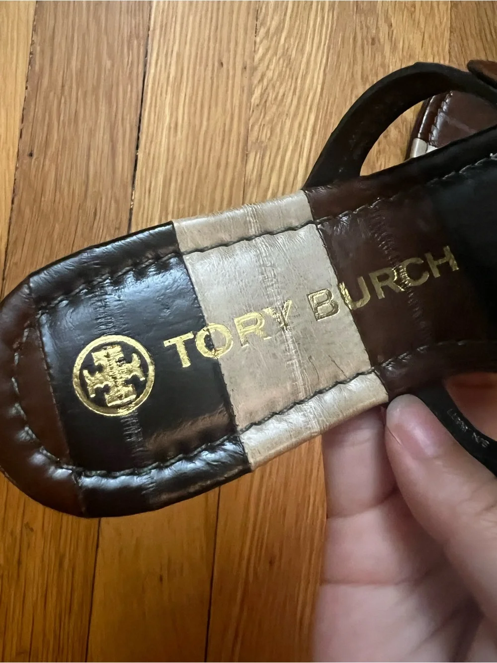 Tory Burch Miller Stripe Eel Thongs Sandals in Size: 6.5